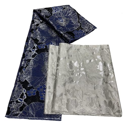 5 Yards Afrikanischer Jacquard-Brokat-Spitzenstoff Französische Tüllspitze Stickerei Goldlinie Nähen For Französisches Tüllkleid(Lace with sego-11) von nmbhus