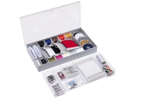 Nähset 78-teilig - Nähkasten für Unterwegs - Inklusive Nähnadeln - mit Stopfgarn, Knöpfen, Sicherheitsnadeln, Jeansknöpfen, Gummiband und Maßband - Kunststoff-Aufbewahrungsbox - Grau Nähset 78-teilig - Nähkasten für Unterwegs - Inklusive Nähnadeln - mit Stopfgarn, Knöpfen, Sicherheitsnadeln, Jeansknöpfen, Gummiband und Maßband - Kunststoff-Aufbewahrungsbox - Grau von no brand