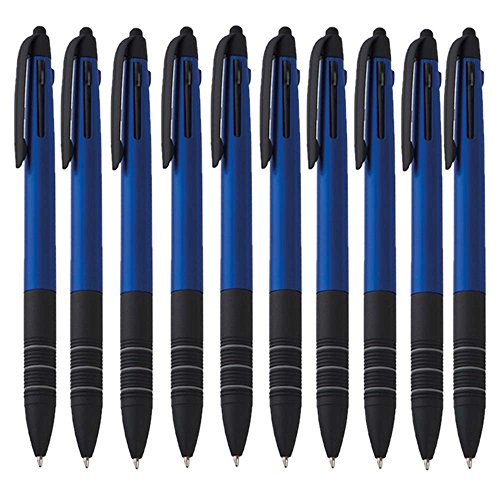 10er Set Dreifach Kugelschreiber drei Farben Blau Rot und Schwarz und Touchpen Eingabestift 4in1 Schreibgerät von notrash2003® (Blau) von noTrash2003