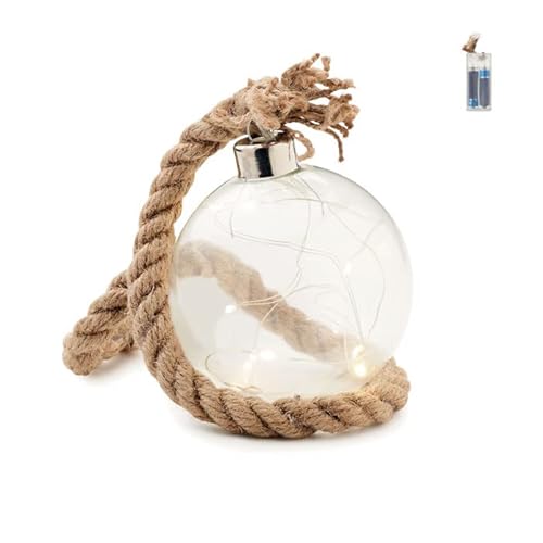 2× LED Warmlicht Dekokugel (Ø 8 cm) – batteriebetrieben zum Hinhängen & Hinstellen – Weihnachtsdeko Leuchtkugeln aus Glas mit Jutekordel, warmweiße Lichterkette, 2er-Set von noTrash2003