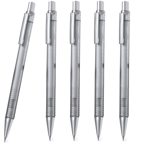 5er Set Druckbleistifte Silbergrau aus robustem ABS ergonomischer, strukturierter Griff, mit verchromtem Druckknopf, Clip und Spitze. Mit Radiergummi und 0,7-mm Minen Büro Schule Uni Haushalt 5er Set Druckbleistifte Silbergrau aus robustem ABS ergonomischer, strukturierter Griff, mit verchromtem Druckknopf, Clip und Spitze. Mit Radiergummi und 0,7-mm Minen Büro Schule Uni Haushalt von noTrash2003