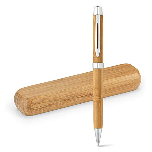 noTrash2003 Bambus-Kugelschreiber mit Metallclip in Bambusholz Geschenkverpackung Schreibgerät aus Holz von noTrash2003