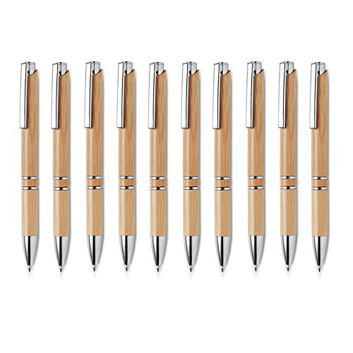 noTrash2003 Premium Kugelschreiber Sets versch. Mengen, aus hochwertiges Bambus Holz, perfekt für den Büroalltag als stylisches Schreibgerät, blauschreibende Mine (10er) von noTrash2003