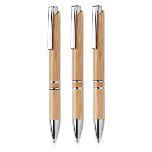noTrash2003 Premium Kugelschreiber Sets versch. Mengen, aus hochwertiges Bambus Holz, perfekt für den Büroalltag als stylisches Schreibgerät, blauschreibende Mine (3er) von noTrash2003