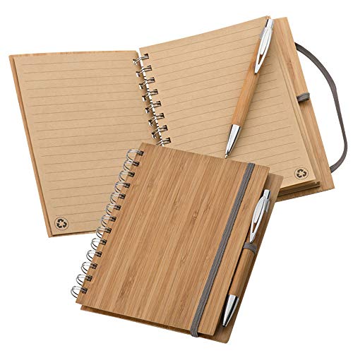 Schreibset mit Notizbuch Bambus Cover (140 linierte Seiten) inkl. Bambus-Kugelschreiber 14,5 x 18 x 1,7 cm von notrash2003 von noTrash2003