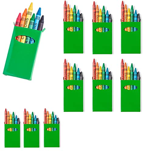 noTrash2003 10er Sets mit je 6 farbigen Wachsmalstiften Wachsmalkreide in bunter Kartonverpackung als Party Mitgebsel auch für Restaurants oder Hotels im nachhaltigen Papp Etui (Gruen) von noTrash2003