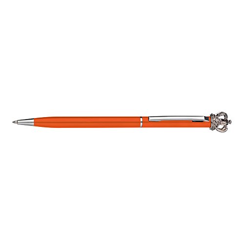 noTrash2003 Drehkugelschreiber Kugelschreiber aus Metall für Damen mit Metall-Krone und echtem Swarovskistein einzeln versch. Farben (Orange) von noTrash2003