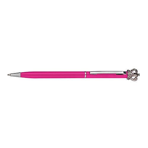 noTrash2003 Drehkugelschreiber Kugelschreiber aus Metall für Damen mit Metall-Krone und echtem Swarovskistein einzeln versch. Farben (Pink) von noTrash2003