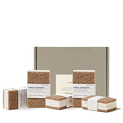 Kokos-Schwämme Natur 10 STK. von nordesign - Umweltfreundliche Reinigung für Küche & Bad - Nachhaltige Spülschwämme mit Scheuerfunktion # Scheuerschwämme von nordesign sustainable living