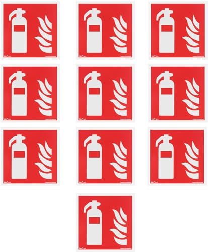 notlok Safety Work Brandschutzschild Feuerlöscher (10 Stück) gem. DIN EN ISO 7010, Langnachleuchtende PVC Platte mit speziellem, hochwertigem Schaumstoffklebeband auf der Rückseite, DIN67511 von notlok Safety Work