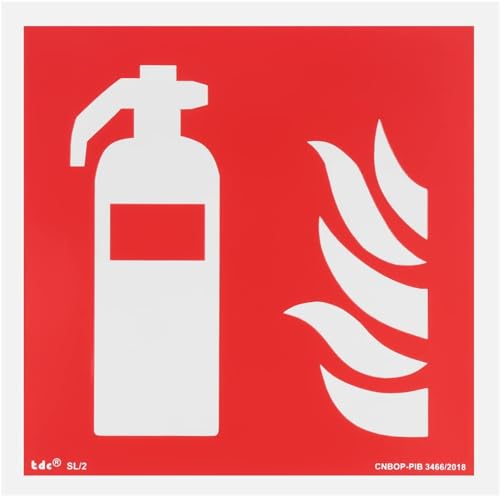 notlok Safety Work - Feuerlöscher Schild [ 15 x 15 cm ] | Nachleuchtende Kunststoffplatte + Aufkleber für einfache Montage | DIN EN ISO 7010 | Schild Feuerlöscher co2, Löscher Piktogramm von notlok Safety Work