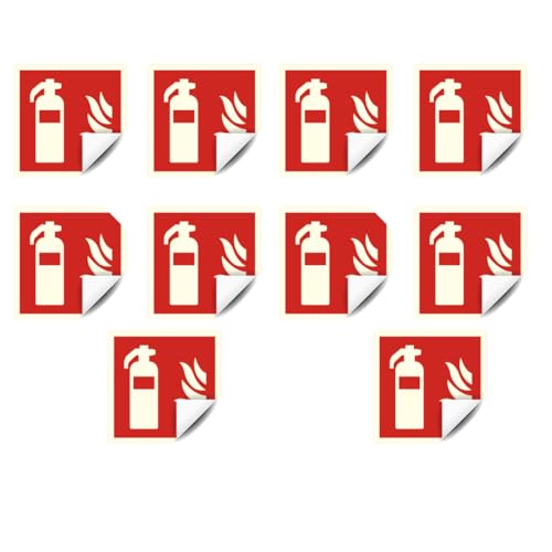 notlok Safety Work – 10x Feuerlöscher Schild Aufkleber [ 20x20cm ] selbstklebend nach DIN EN ISO 7010 | Brandschutz Piktogramme | Schild Feuerlöscher - Innen & Außen | Wetterfeste Sicherheitsschilder von notlok Safety Work