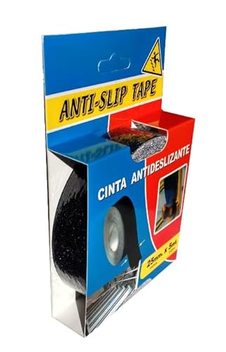 notlok Safety Work - Antirutsch Klebeband [ 5M x 2,5cm ] Schwarz | Griptape für den Innen- und Außenbereich | Grip Tape, Anti Rutsch Streifen, Antirutschstreifen Treppe, Treppenstufen Antirutsch von notlok Safety Work