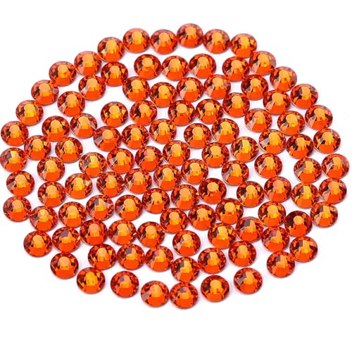 Novani Orangene Strasssteine, runde Kristall-Edelsteine mit flacher Rückseite, zum Basteln, für Nägel, Make-up, Taschen und Schuhe, Dekoration (SS30, Hyazinthe), 288 Stück von novani