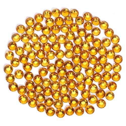 Strasssteine mit flacher Rückseite, zum Basteln, Glas-Nägel, Edelsteine, Kristalle, nicht Hotfix-Strasssteine für Make-up-Taschen, Schuhe, Dekoration, DIY (SS20, 1440 Stück, Goldgelb) von novani