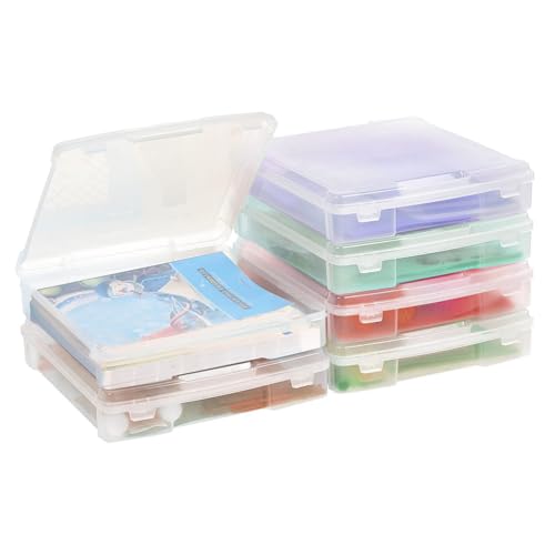 novelinks 30,5 x 30,5 cm Kunststoff-Scrapbook-Aufbewahrungskoffer, tragbarer Papier-Organizer mit integriertem Griff, transparente Bastelbox, stapelbare Aufbewahrungsbehälter für Dokumente, Nähen von novelinks