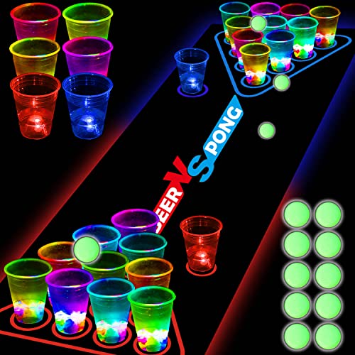 noveltymeme Bierpong-Tischmatte, leuchtet im Dunkeln, Trinkspiel, Pong-Spiel mit Partybechern, Glow Pongs für drinnen und draußen, Partyspiel, Partyzubehör, Dekoration, blinkend, rot und blau noveltymeme Bierpong-Tischmatte, leuchtet im Dunkeln, Trinkspiel, Pong-Spiel mit Partybechern, Glow Pongs für drinnen und draußen, Partyspiel, Partyzubehör, Dekoration, blinkend, rot und blau von noveltymeme