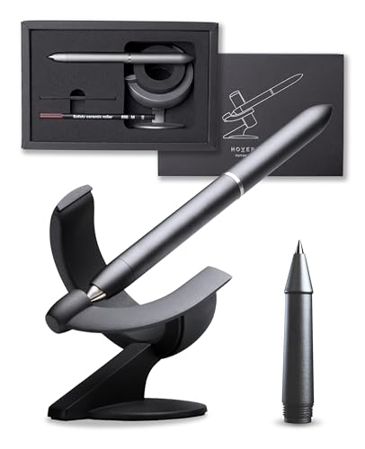 novium Hoverpen Future – Luxus Füllfederhalter & Rollerball Geschenkset, Futuristisches Design aus Raumfahrtmetall, Frei Rotierender Executive Pen, Geschenkidee Männer (Deep Black) von novium