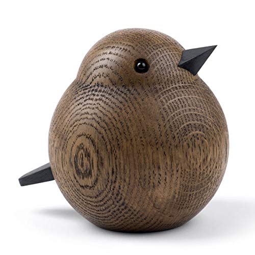 Novoform Design - Papa Sparrow - Dekofigur, Holzfigur - Spatz - Eichenholz, gebeizt - Maße (LxBxH): 11,5 x 9,3 x 10 cm von Novoform