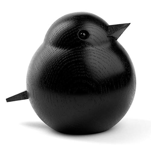Novoform Design - Papa Sparrow - Dekofigur, Holzfigur - Spatz - Eichenholz, schwarz lackiert - Maße (LxBxH): 11,5 x 9,3 x 10 cm von Novoform