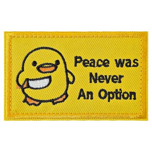 1 x gelber bestickter Aufnäher mit der Aufschrift "Peace was Never an Option", Größe: 8 x 5 cm, Aufnäher für taktische Westen, individuelle Uniformen, Taschen usw von noxozoqm