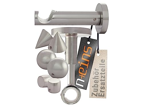 npluseins Zubehör Ersatzteile für Gardinenstangen Teleskopstangen 1602.2334, 1 Set (2 Stück) - Endkappen Kugel Chrome von npluseins