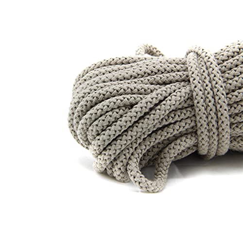 NTS-Nähtechnik Baumwohlkordel 8mm | Farb und Längenauswahl | 100% Baumwolle | mit Polyester Kern | (graubeige, 50m) von nts Nähtechnik