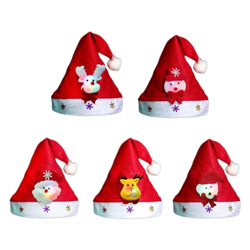 nuanzhiyuan Weihnachtsmütze mit LED-Licht, Cartoon-Motiv, für festliches Zuhause, Navidads, Neujahrsdekoration, Weihnachten von nuanzhiyuan