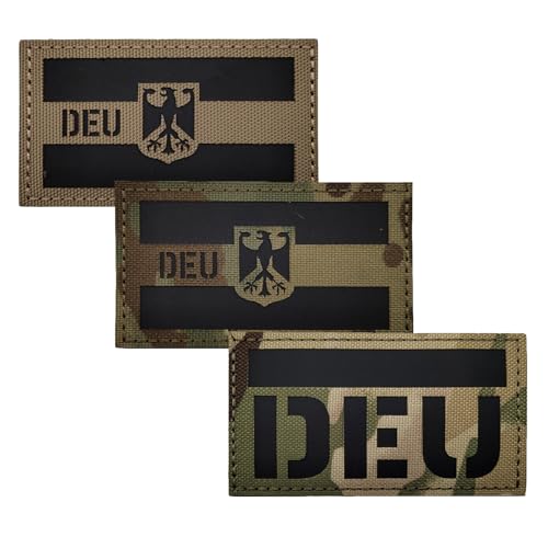 3 Stücke DEU Deutsche IR Infrarot Reflektierende Klett Patches Militär Für Rucksack Hut Jacke Militär Baseballkappe Uniform Kleidung Taktische Weste Hundegeschirr (Braun) von nuluxi
