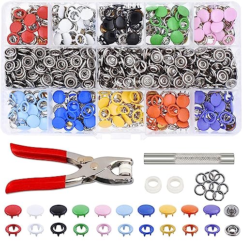 Druckknöpfe mit Zange Druckknöpfe Ohne Nähen 200 Sets Metall Druckknopf Set mit Feste Knöpfe Werkzeug Hohle Feste Druckknöpfe Set für DIY Basteln Baby Kinderbekleidung Sewing Craft 9,5 mm, 10 mm von nuluxi