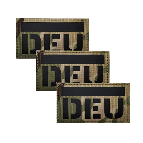 nuluxi 3 Stücke DEU Deutsche IR Infrarot Reflektierende Klett Patches Militär Für Rucksack Hut Jacke Militär Baseballkappe Uniform Kleidung Taktische Weste Hundegeschirr (Braun) von nuluxi