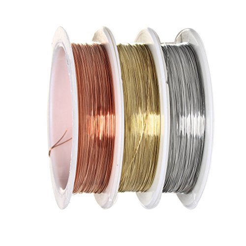 45m Schmuckdraht, 0.3 mm Basteldraht Draht Zum Basteln Kupferdraht Perlendraht 3 Rollen zur Schmuckherstellung Blumengestecke (Gold, Silber, Bronzefarben) von nuoshen