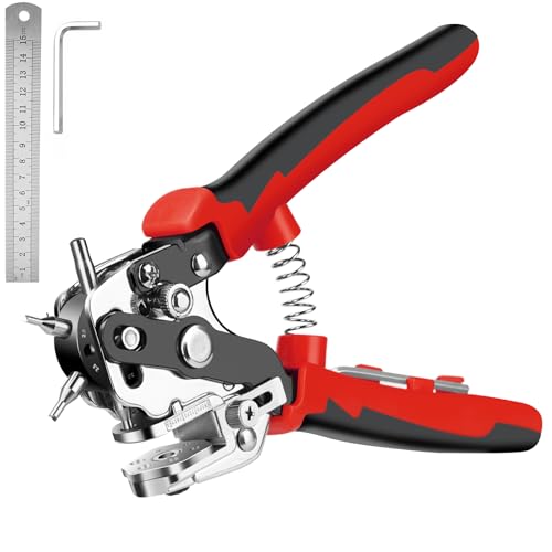 Nutmanel Leder Lochzange, Ösenzange, Sechs Löcher Gürtellochzange, Rund Revolverlochzange für Gürtel, Schuhe, hartes PVC, Papiermarmelade usw - Rot Nutmanel Leder Lochzange, Ösenzange, Sechs Löcher Gürtellochzange, Rund Revolverlochzange für Gürtel, Schuhe, hartes PVC, Papiermarmelade usw - Rot von nutmanel