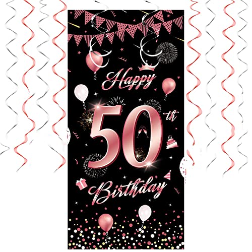 50. Geburtstag Deko für Mädchen Roségold Banner 50 Geburtstag Geburtstagsbanner 50 Happy Birthday Geschenk XXL mit 50th Birthday Spiralhänger 50. Geburtstag Deko für Mädchen Roségold Banner 50 Geburtstag Geburtstagsbanner 50 Happy Birthday Geschenk XXL mit 50th Birthday Spiralhänger von oGoDeal