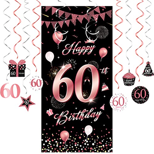 60. Geburtstag Deko für Frauen Roségold Pink Banner 60 Geburtstag Geburtstagsbanner 60 Happy Birthday Geschenk XXL mit 60th Birthday Spiralhänger 60. Geburtstag Deko für Frauen Roségold Pink Banner 60 Geburtstag Geburtstagsbanner 60 Happy Birthday Geschenk XXL mit 60th Birthday Spiralhänger von oGoDeal