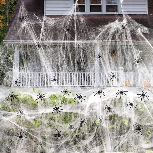 obqo Halloween Deko Spinnennetz 300g - Spinnweben Deko mit 50 Plastik Spinnen Spinnennetz Deko Dekoration Realistisch und Dehnbar für Outdoor Indoor Gardens Halloween Party Horror Deko obqo Halloween Deko Spinnennetz 300g - Spinnweben Deko mit 50 Plastik Spinnen Spinnennetz Deko Dekoration Realistisch und Dehnbar für Outdoor Indoor Gardens Halloween Party Horror Deko von obqo
