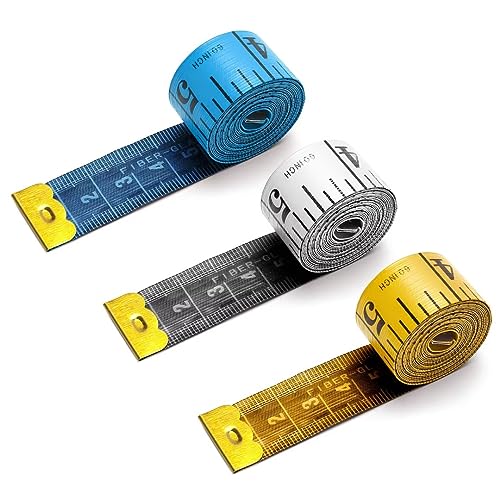 Odditon Flexibles Lineal für Körpernäharbeiten, weiches Maßband für Gewichtsverlust, Schneiderei und medizinische Körpermaße (blau, weiß, gelb) von oditton