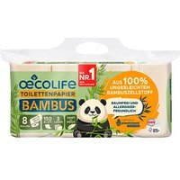 oecolife Toilettenpapier Bambus 3-lagig, 8 Rollen von oecolife