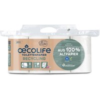 oecolife Toilettenpapier klassisch weiss 3-lagig Recyclingpapier, 8 Rollen oecolife Toilettenpapier klassisch weiss 3-lagig Recyclingpapier, 8 Rollen von oecolife