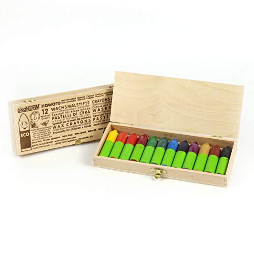ökoNORM (Nawaro Mini Chubby Wachsmalstifte, 12 Farben in FSC-zertifizierter Holzbox von ökoNORM