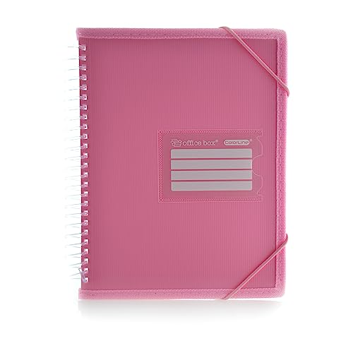 A5-Ordner mit 20 Hüllen mit Spiralbindung – feste Deckel mit gewebeverstärkten Seiten für zusätzliche Stärke (Rosa) von office box