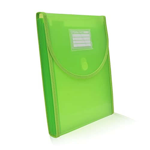Aktenordner, vertikales Format, speziell für Rucksack, Ref. 41411VE, 10 Fächer und Klettverschluss mit verstärkten Kanten aus Stoff (Hellgrün) von office box