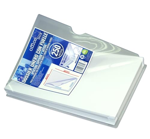 Classic A4-Mappen-Set, aus 100 % recycelbarem Polypropylen, mit Griff oben, Office Box (5 Stück, Glas mit Blasebalg, Öffnung oben + seitlich) von office box