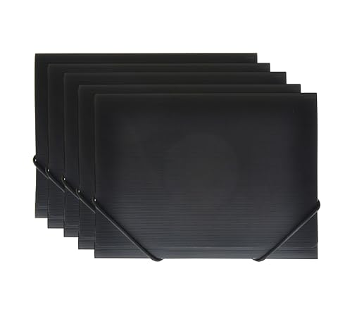 Gummizugmappe A5, durchscheinend, 100 % recycelbar, Quartilgröße, ideal für Rechnungen, Quittungen usw., robuster runder Gummizugverschluss, 51015 (5, Schwarz) von office box