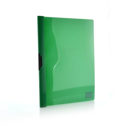 Office Box, 10er-Pack Clip-Mappe mit Kunststoffklammer A4 Colorline mit transparentem Deckel und Kapazität für bis zu 30 Blatt aus 100 % Eco PP (Dunkelgrün) von office box