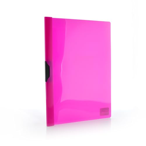 Office Box, Packung mit 10 Clip-Mappen, mit Kunststoffklammer, A4, Colorline, mit transparentem Deckel und Kapazität für bis zu 30 Blatt aus 100 % Eco PP, Farbe: Fuchsia von office box