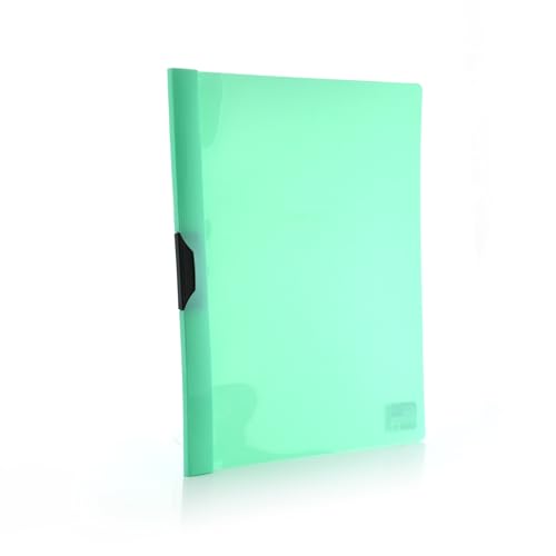 Office Box, Packung mit 10 Clip-Mappen, mit Kunststoffklammer, A4, Colorline, mit transparentem Deckel und Kapazität für bis zu 30 Blatt aus Polypropylen, 100 % Eco Colorline. (Türkis) von office box