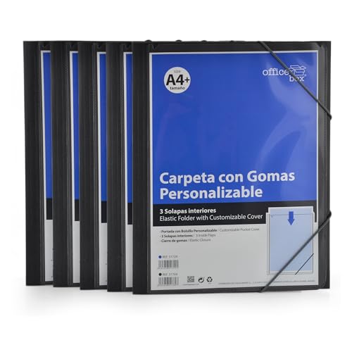 Office Box 5er Pack Präsentationsmappen mit elastischem Bandverschluss und personalisiertem Einband, A4 Format, bis zu 100 Blatt, sehr hartes blickdichtes Material mit Gummibändern - 100% recycelbar Office Box 5er Pack Präsentationsmappen mit elastischem Bandverschluss und personalisiertem Einband, A4 Format, bis zu 100 Blatt, sehr hartes blickdichtes Material mit Gummibändern - 100% recycelbar von office box