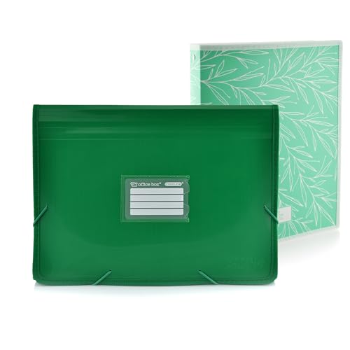 Office Box Colorline Ordnungsmappe mit 12 Unterteilungen mit Gummiverschluss und Panorama-Sichtfenstern + 80 große Etiketten, Qualität für den gesamten Kurs von Colorline. (Dunkelgrün + Ringordner) Office Box Colorline Ordnungsmappe mit 12 Unterteilungen mit Gummiverschluss und Panorama-Sichtfenstern + 80 große Etiketten, Qualität für den gesamten Kurs von Colorline. (Dunkelgrün + Ringordner) von office box