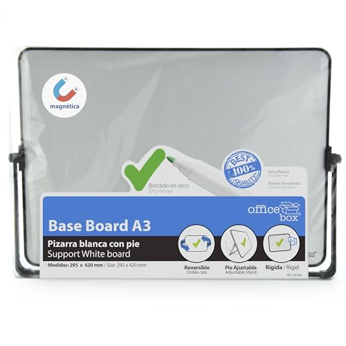 Office Box Doppelseitiges Whiteboard, extra weiß, magnetisch, mit verstellbarem Fuß aus Aluminium und Rahmen, aus solidem MDF, ideal für Zuhause und Büro, inklusive magnetischem Radiergummi (Größe A3 Office Box Doppelseitiges Whiteboard, extra weiß, magnetisch, mit verstellbarem Fuß aus Aluminium und Rahmen, aus solidem MDF, ideal für Zuhause und Büro, inklusive magnetischem Radiergummi (Größe A3 von office box